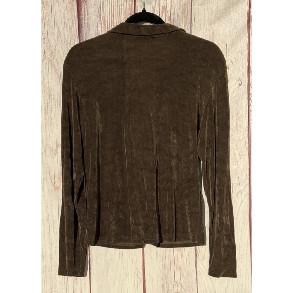 Annie Claire Y2K 90's Vibe Button Down Vintage Top Brown Preppy Friends Size M/L - Picture 2 of 9